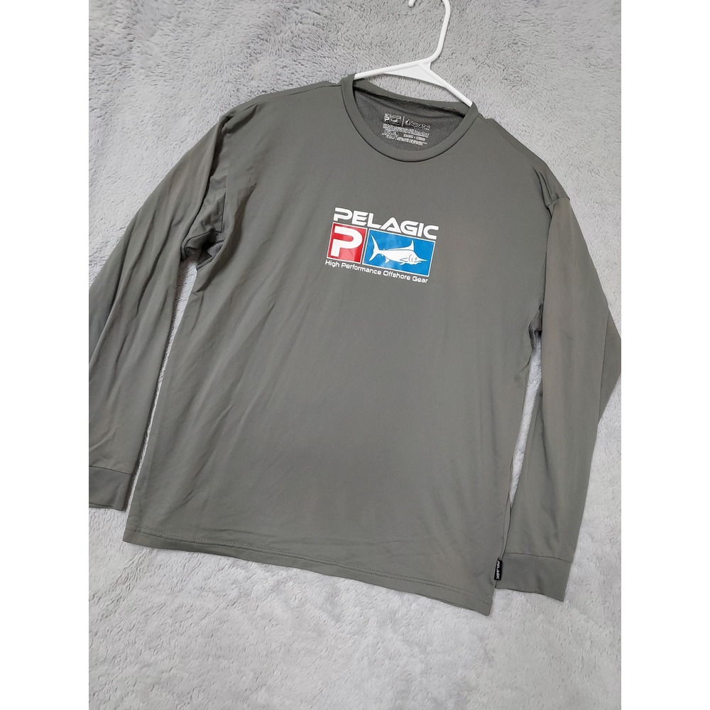 Pelagic Shirt Men Medium Aquatek Long Sleeve Fishing Performance Gray Boating M